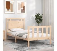 Qnhdfrt Letto in legno massello di pino 100 x 200 cm, con testiera e pediera per un sonno riposante, robusto telaio in pino non trattato per camera da letto, camera degli ospiti e camera dei ragazzi