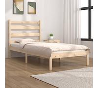 Qnhdfrt Letto in legno massello di pino 100 x 200 cm, struttura del letto con testiera in legno di pino non trattato per un sonno riposante e una stabilità duratura in camera da letto