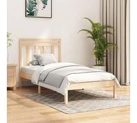 Qnhdfrt Letto in legno massello di pino 100 x 200 cm, struttura del letto con testiera, struttura robusta in legno di pino e doghe in compensato per letto degli ospiti o camera dei ragazzi