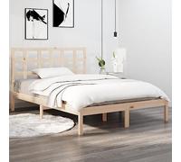 Qnhdfrt Letto in legno massello di pino 120 x 190 cm, struttura del letto con testiera, design rustico, struttura robusta per camera da letto, letto degli ospiti o camera dei ragazzi