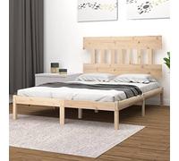 Qnhdfrt Letto in legno massello di pino 135 x 190 cm, struttura del letto con testiera, struttura robusta e design senza tempo, per camera da letto, letto degli ospiti