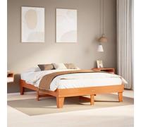 Qnhdfrt Letto in legno massello di pino 140 x 200 cm, con rete a doghe e vano portaoggetti marrone cera, design rustico per un sonno riposante, letto degli ospiti o letto matrimoniale