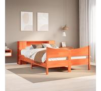 Qnhdfrt Letto in legno massello di pino 150 x 200 cm, struttura moderna con testiera, robusto design rustico per camera da letto, camera degli ospiti