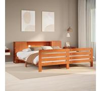 Qnhdfrt Letto in legno massello di pino 180 x 200 cm, con rete a doghe e testiera, spazio per un sonno riposante in piccoli spazi