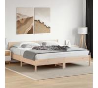 Qnhdfrt Letto in legno massello di pino 200 x 200 cm con testiera e doghe in compensato, design rustico per un sonno rilassante e un comfort domestico