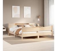Qnhdfrt Letto in legno massello di pino 200 x 200 cm, struttura moderna con testiera, doghe robuste e design salvaspazio per camera da letto