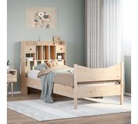 Qnhdfrt Letto in legno massello di pino 90 x 190 cm, con rete a doghe e spazio per il letto, design rustico per un sonno riposante con testiera e cassetti