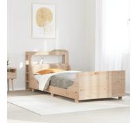 Qnhdfrt Letto in legno massello di pino 90 x 200 cm, con rete a doghe e spazio di archiviazione, struttura in pino non trattato, design rustico per camera da letto, letto degli ospiti o letto dei