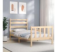 Qnhdfrt Letto in legno massello di pino 90 x 200 cm, struttura del letto con testiera e pediera, design robusto per un sonno riposante, facile da montare, adatto per camera dei ragazzi, letto degli