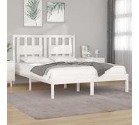 Qnhdfrt Letto in legno massello di pino bianco, 135 x 190 cm, struttura del letto con testiera, struttura robusta per un sonno riposante, adatto per camera da letto e camera degli ospiti