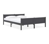 Qnhdfrt Letto in legno massello di pino grigio, 140 x 200 cm, telaio del letto con doghe in compensato, struttura robusta per una durata e un comfort moderno per camera da letto
