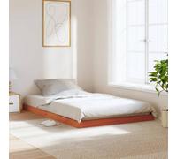 Qnhdfrt Letto in legno massello di pino marrone cera, 120 x 190 cm, design moderno con doghe stabili per il sonno, comodità, struttura rustica per camera da letto