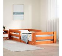 Qnhdfrt Letto in legno massello di pino marrone cera, 80 x 160 cm, con rete a doghe e spazio di archiviazione, design rustico per un sonno riposante, letto degli ospiti o letto per ragazzi