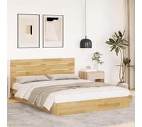 Qnhdfrt Letto in legno massello di quercia con testiera 150 x 200 cm, struttura robusta con rete a doghe, design basso per salire e uscire in modo sicuro, salvaspazio per piccole camere da letto
