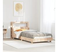 Qnhdfrt Letto in legno massiccio 100 x 200 cm, non trattato con rete a doghe e ripiano nella testiera, letto singolo rustico, per camera da letto, camera dei ragazzi o camera degli ospiti