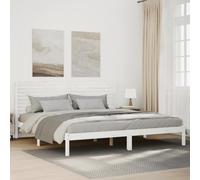 Qnhdfrt Letto in legno massiccio, 200 x 210 cm, bianco, extra lungo, in pino con rete a doghe, spazio sotto la superficie, per camera dei ragazzi, camera degli ospiti e Master Bedroom
