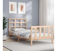 Qnhdfrt Letto in legno massiccio 90 x 190 cm, non trattato con testiera e pediera, robusto telaio in legno per camera da letto, camera dei ragazzi e camera degli ospiti