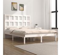 Qnhdfrt Letto in legno massiccio bianco, 140 x 190 cm, struttura moderna in legno di pino con struttura stabile e comoda testiera per camera da letto, letto degli ospiti o letto dei ragazzi