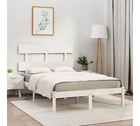 Qnhdfrt Letto in legno massiccio bianco, 160 x 200 cm, in legno di pino, con testiera per un comodo supporto per la schiena, design moderno e robusto per camera da letto e camera degli ospiti