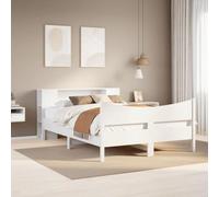 Qnhdfrt Letto in legno massiccio bianco, 160 x 200 cm, struttura moderna in legno di pino con 7 scomparti, doghe robuste e design salvaspazio per camera da letto