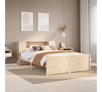 Qnhdfrt Letto in legno massiccio con libreria, 120 x 190 cm, in pino naturale, con rete a doghe e spazio per la cameretta dei bambini, camera degli ospiti