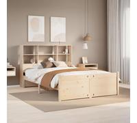 Qnhdfrt Letto in legno massiccio con libreria, 120 x 200 cm, in legno di pino naturale, non trattato, per camera da letto, robusto e durevole