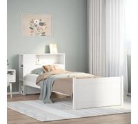 Qnhdfrt Letto in legno massiccio con libreria, testiera 75 x 190 cm, bianco in legno di pino e spazio per la cameretta dei bambini, camera dei ragazzi e camera degli ospiti