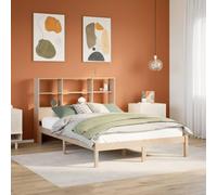 Qnhdfrt Letto in legno massiccio con ripiano, testiera 160 x 200 cm, in legno di pino non trattato, salvaspazio, per piccole camere da letto