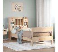 Qnhdfrt Letto in legno massiccio con scaffalatura, testiera 90 x 190 cm, in pino naturale, non trattato, struttura stabile con rete a doghe e spazio per camera da letto, camera dei ragazzi, letto