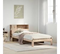 Qnhdfrt Letto in legno massiccio con scaffalatura, testiera 90 x 200 cm, in pino naturale, non trattato, per camera da letto, letto degli ospiti o camera dei ragazzi