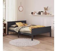 Qnhdfrt Letto in legno massiccio di pino grigio, 140 x 200 cm, struttura in legno di pino massiccio con robuste doghe in compensato per un sonno riposante, letto matrimoniale con design senza tempo