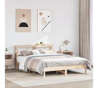 Qnhdfrt Letto in pino 140 x 190 cm, non trattato, con rete a doghe, ripiano 214,5 x 146 x 82 cm, per camera da letto dei giovani ospiti