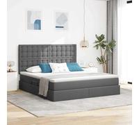 Qnhdfrt Letto laterale Open Storage grigio scuro, 180 x 200 cm, in tessuto, testiera a LED, USB, design moderno, durevole, per camera da letto e camera degli ospiti