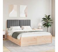 Qnhdfrt Letto matrimoniale 135 x 190 in legno massello grigio scuro testiera imbottita Boxspring inutile, design moderno per camera da letto dei ragazzi camera degli ospiti