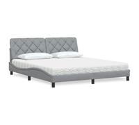 Qnhdfrt Letto matrimoniale 180 x 200 cm con materasso, set completo in grigio chiaro, moderno letto per ospiti con testiera imbottita, rete a doghe stabilità, comfort elevato per camera da letto e