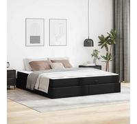 Qnhdfrt Letto matrimoniale 180 x 200 cm, in ecopelle, colore nero, con rete a doghe e materasso, camera da letto, design moderno, grande spazio di archiviazione, robusto e facile da curare per camera