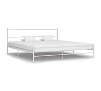 Qnhdfrt Letto matrimoniale 180 x 200 cm, letto in metallo bianco con verniciatura a polvere, robusto telaio per camera da letto, letto degli ospiti e letto familiare