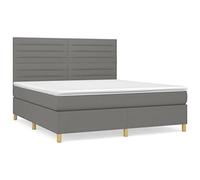 Qnhdfrt Letto matrimoniale a molle, 160 x 200 cm, grigio scuro, con materasso a molle insacchettate e topper, testiera regolabile in altezza, letto imbottito per un sonno riposante