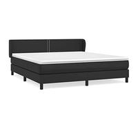 Qnhdfrt Letto matrimoniale a molle, 180 x 200 cm, completo con materasso a molle insacchettate e topper, in ecopelle, nero, testiera regolabile in altezza, letto moderno per un sonno riposante