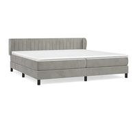 Qnhdfrt Letto matrimoniale a molle, 200 x 200 cm, con materasso e topper, in velluto grigio chiaro, testiera regolabile in altezza, materasso a molle insacchettate per un sonno riposante