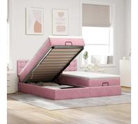 Qnhdfrt Letto matrimoniale in velluto, 200 x 200 cm, colore rosa, con materasso a molle insacchettate, a LED, per camera da letto, camera degli ospiti