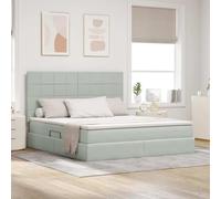 Qnhdfrt Letto matrimoniale in velluto con luce a LED e spazio di archiviazione 180 x 200 cm idraulico ascensore grigio chiaro design moderno per camera da letto ragazzi e camera degli ospiti