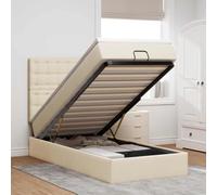 Qnhdfrt Letto ottomano con materasso e LED crema, 80 x 200 cm, con molle insacchettate e hub idraulico per camera dei ragazzi o camera degli ospiti