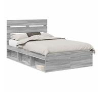 Qnhdfrt Letto Piazza e Mezza 120x200cm in Legno con Testiera Grigio | Base robusta con doghe integrate e supporto dorsale ideale per arredare la camera da letto principale