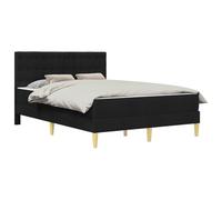 Qnhdfrt Letto Piazza e Mezza con Materasso 120x200cm Tessuto Nero | Ideale per la camera da letto, offre una testiera imbottita in tessuto e un pratico spazio inferiore libero.