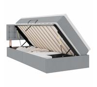 Qnhdfrt Letto Singolo 90x200 con Contenitore e Materasso Grigio | Soluzione salvaspazio per camera da letto con pistoni idraulici telaio in metallo sommier e kit completo inclusivo