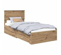 Qnhdfrt Letto Singolo con Cassetti e Testiera 90x190 cm Rovere | Ottimizza la camera da letto con questo telaio funzionale dotato di ampi scomparti integrati e rete a doghe.