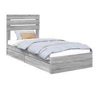 Qnhdfrt Letto Singolo con Cassetti e Testiera Grigio Sonoma 100x200 cm | Pratico letto contenitore per camera da letto con finitura grigio sonoma, ideale per ottimizzare gli spazi ridotti.