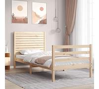 Qnhdfrt Letto singolo in legno di pino non trattato 195,5 x 95,5 x 100 cm con testiera, struttura robusta in legno per camera dei ragazzi, camera degli ospiti o del tetto