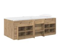 Qnhdfrt Letto Singolo Loft con 2 Mobili 3 pz 193x96 cm Rovere | Design salvaspazio in legno ingegnerizzato con 2 armadietti integrati, perfetto per la camera da letto moderna.